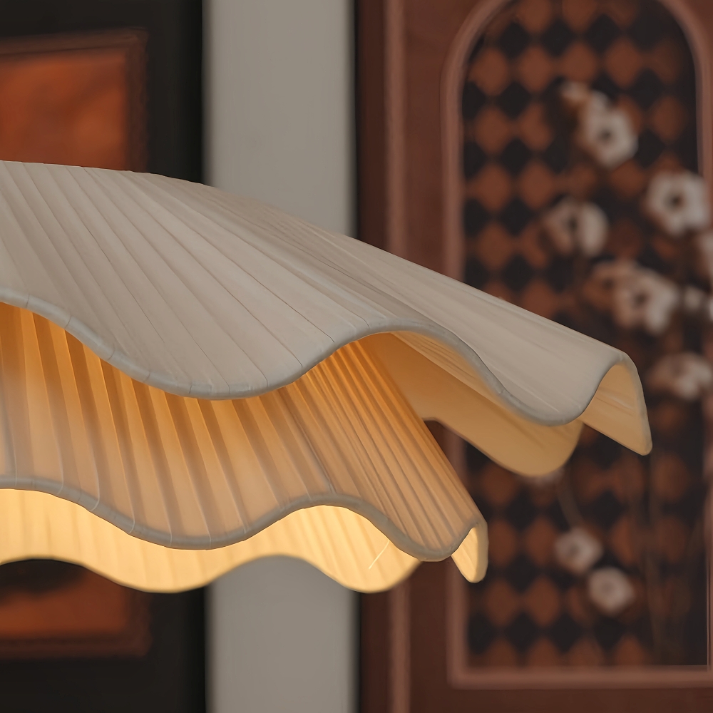 Double Layers Fabric LED White Dining Room Pendant Light